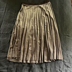 ASOS mushroom Brown Pleated Skirt velvet holiday